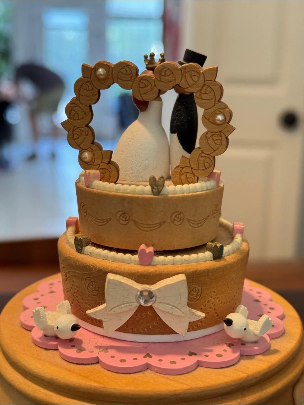 Papyrus Wedding Cake Bride Groom Wooden Music Box Wonderful Life